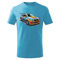 Dětské bavlněné tričko s potiskem - vzor 0189 - tyrkysová / Sportovní auto