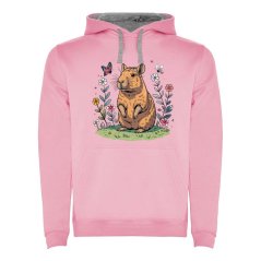 Dětská mikina s kapucí Urban - vzor 020 - růžová / Kapybara