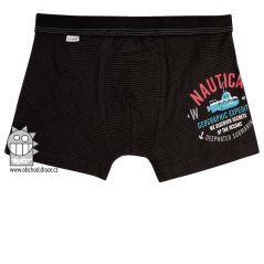 Chlapecké  bavlněné boxerky - vzor 048  - černošedý proužek - ponorka