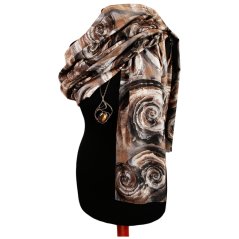 Dámská elegantní šála - vzor 070 - hnědá - květiny