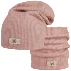 Spadlá čepice s nákrčníkem Rayon Rib set - vzor 021 - starofialková