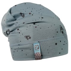 Bavlněná čepice Polo - vzor 124 - zelenomodrá tmavá - vesmír