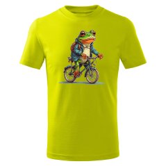 Dětské bavlněné tričko s potiskem - vzor 057 - limetkově zelená /žába