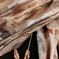 Dámská elegantní šála - vzor 066 - béžová - oválky