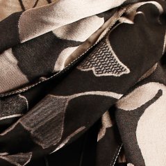 Dámská elegantní šála - vzor 063 - černá / satén - listy