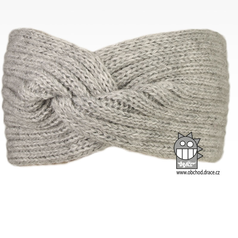 Čelenka pletená Twist - vzor 11 - šedá světlá