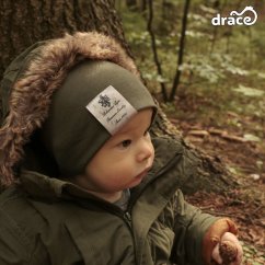 Bavlněná čepice s nákrčníkem Pastels DOUBLE set - vzor 16 - khaki zelená