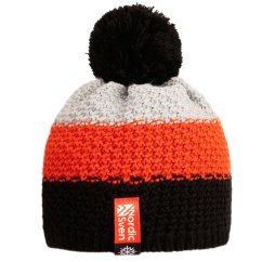 Čepice pletená Swiss - vzor 39 - černá / oranžová / šedá
