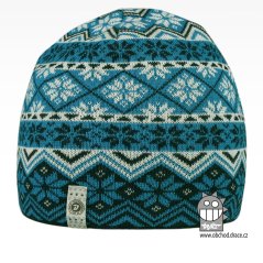 Merino pletená čepice Oslo - vzor 02 - modrá / bílá