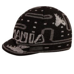 Zimní pletená čepice  s kšiltem - AKCE / DOPRODEJ - vzor 206 - černá/ herní svět