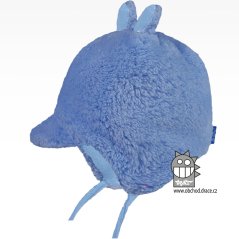 Fleecova kojenecká čepice Micka - vzor 03 - modrá