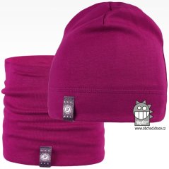 Set bavlněné čepice a nákrčníku Alan - vzor 06 - fialová