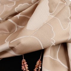 Dámská elegantní šála - vzor 069 - krémová / satén - listy