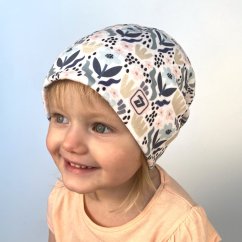 Fleecová čepice Yetti - vzor 18 - bílá, květy