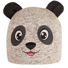 Dětská bavlněná čepice Zoo - zvířátka - vzor 03 - šedá melír - panda