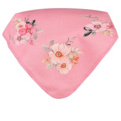 Bavlněný šátek s kšiltem - vzor 03 -  růžová - kytičky
