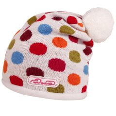 Zimní pletená čepice  - AKCE / DOPRODEJ - vzor 249 - bílá - puntík
