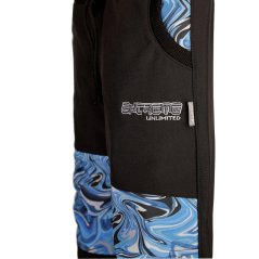 Kalhoty softshell - vzor 16 - černá/modrá