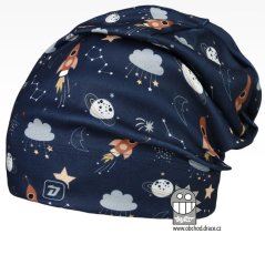 Fleecová čepice Yetti - vzor 05 - modrá, vesmír