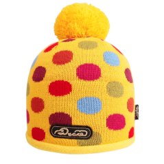Zimní pletená čepice  - AKCE / DOPRODEJ - vzor 241 - žlutá - puntík