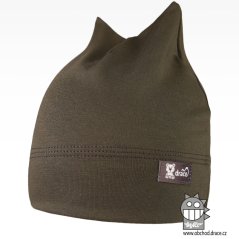 Bavlněná kojenecká čepice Čertík - vzor 23 - khaki zelená