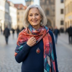 Dámská elegantní šála - vzor 005 - pestré - listy