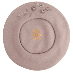 Dámský vlněný baret s výšivkou- vzor 069- šedá