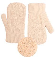 Dětské pletené palcové rukavice 5 - 7 let - vzor 120 - cappuccino