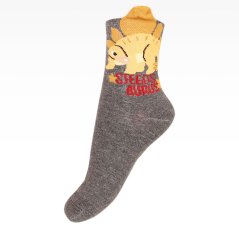 Dětské bavlněné ponožky - vzor 184 - tmavě šedá - dinosaurus