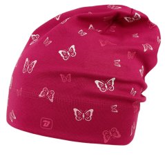 Spadlá bavlněná čepice Pepe - vzor 36 - fuchsiová - motýlci