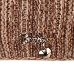 Dámská zimní pletená čepice s příměsí vlny a králičí srsti - vzor 009 - hnědá /béžová