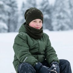 Čepice pletená a nákrčník Colors set - vzor 059 -  tmavě zelená