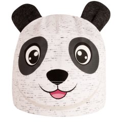 Dětská bavlněná čepice Zoo - zvířátka - vzor 01 - bílá melír - panda