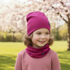 Bavlněná čepice Pastels DOUBLE - vzor 55 - fuchsiová