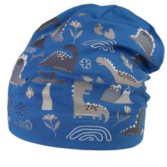 Spadlá bavlněná čepice Pepe - vzor 07 - modrá- dino
