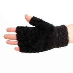 Dětské pletené palcové rukavice 8 - 99 let - vzor 010 - černá - kapybara