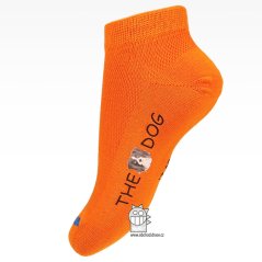 Dětské bavlněné kotníkové ponožky - vzor 118 - oranžová neon
