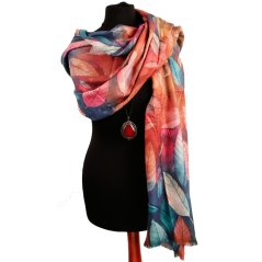 Dámská elegantní šála - vzor 005 - pestré - listy