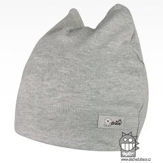 Bavlněná kojenecká čepice Čertík - vzor 03 - šedá