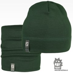 Set bavlněné čepice a nákrčníku Alan - vzor 24 - lahvově zelená