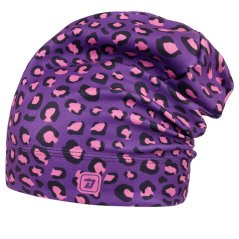Fleecová čepice Yetti - vzor 56 - fialová - leopard