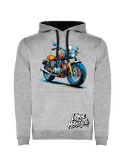 Dětská mikina s kapucí Urban - vzor 009 - šedý melír/černá / Motorka
