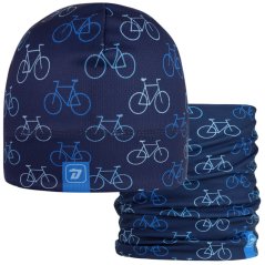 Set funkční čepice a nákrčníku Bruno - vzor 011 - tmavě modrá - cyklo