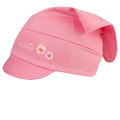 Bavlněný šátek s kšiltem - vzor 03 -  růžová - kytičky