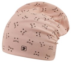 Spadlá bavlněná čepice Pepe - vzor 39 - světle pudrová - kočičky