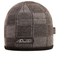 Zimní pletená čepice - AKCE / DOPRODEJ - vzor 186 - šedá - kostky