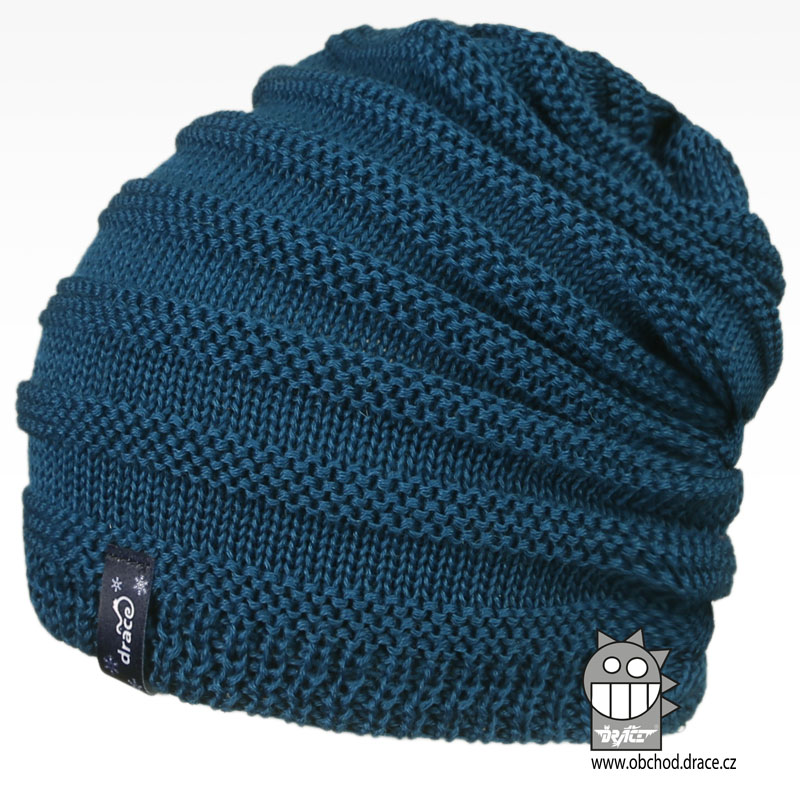 Merino pletená čepice Harmony - vzor 11 - petrol