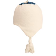 Zimní vlněná pletená laponka  - vzor 082 - bílá / tyrkysová