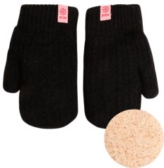 Dětské pletené palcové rukavice 6 - 10 let - vzor 110 - černá