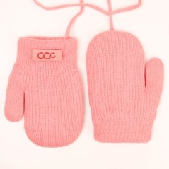 Dětské pletené palcové rukavice 2 - 3 roky - vzor 079 - korálová růžová